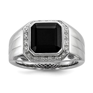 Sterling Silver- Diamond Black Onyx Men Ring