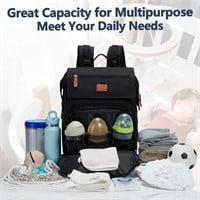 Black Diaper Backpack  Waterproof  Large