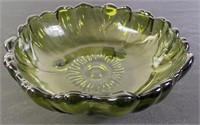 Green Floral Pattern Glass Bowl