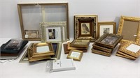 21+ mid sized picture frames, most are unused,