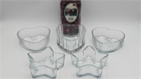 VINTAGE GLASS LIBBEY CANDY DISHES AND 1982 FTD RIB