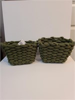 2 qty Green Rope Baskets