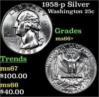 1958-p Washington Quarter Silver 25c Grades GEM++