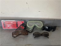 Five piece lot of sunglasses and safety glasses