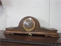 WALNUT WESTMINSTER MANTLE CLOCK WITH KEY