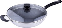 Stainless Steel Hybrid Honeycomb Wok Pan