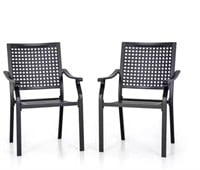 Stackable Metal Outdoor Dining Chair with Armrest
