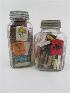2 Glass Jars Full Of Travel Souvenir Matches