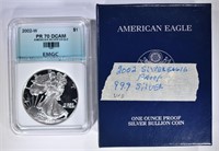 2002-W AMERICAN SILVER EAGLE EMGC