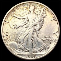 1916-D Walking Liberty Half Dollar CHOICE AU