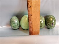 4 EGG SHAPED STONES/CRYSTALS GREENS