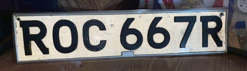 Vtg British Vehicle License Plate, BS AU145a