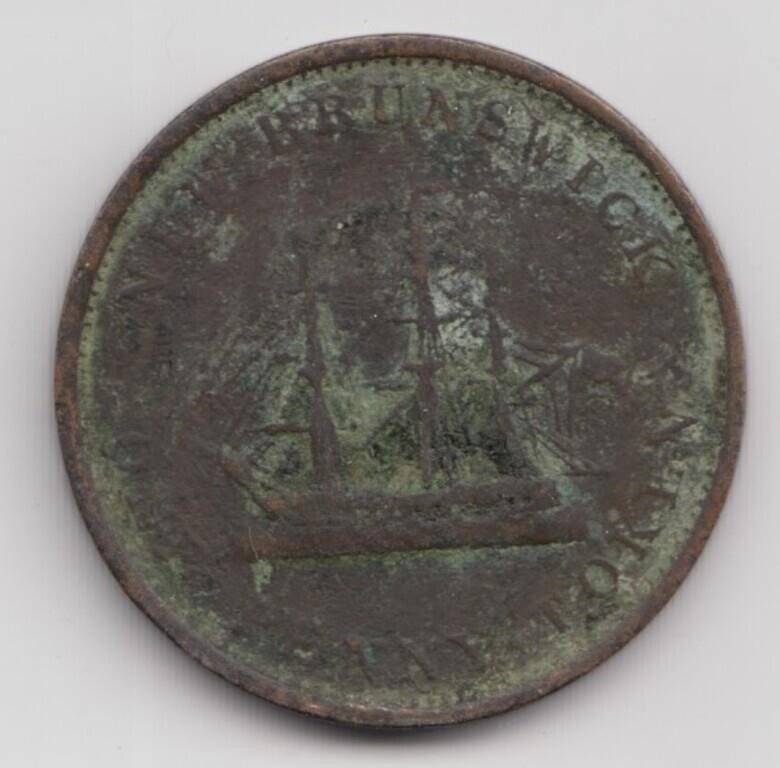 1843 New Brunswick One Penny Token