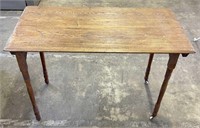 Vintage Wooden Folding Table on Casters