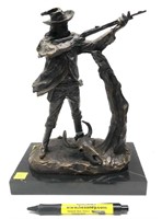 Bronze hunter statue, 12" Overall height, x