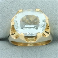 9ct Aquamarine Claw Set Statement Ring in 14k Yell