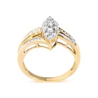 10K Yellow Gold Pear Cluster Diamond Ring