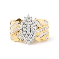 10K Gold Diamond Pear Cluster Cocktail Ring