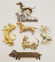 (M) Goldtone and  Silvertone Dachshund Brooches