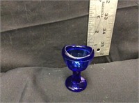 Cobalt Blue Glass Eye Wash Cup w/ Panel Sides