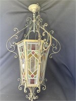 Vintage stained glass chandelier