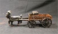 8" Cast Iron Goat Pulling cart Toy