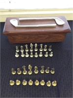 Cast Golf Brass & Iron Chess Pieces With Box