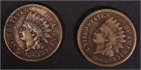 2-1862 INDIAN CENTS, VF & XF