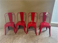 LOT OF 4 RED ALUMINIUM DINING CHAIRS