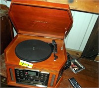 RADIO AM-FM--TURNTABLE--TAPE PLAYER WITH REMOTE,