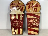 Popcorn & Soft Drink Signs, 20in Tall X 9in Wide