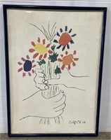 (JL) Pablo Picasso Hands with Flowers Print 21” x