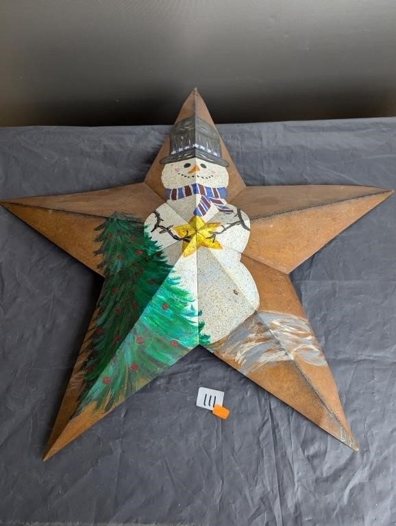 Tin Snowman Decorated STAR
