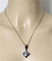 Titanium Crystal Rhinestone Pendant Necklace by A