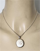 Swirl Shell Necklace Pendant Sterling Silver SignG
