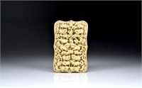 CHINESE EXPORT CARVED  IVORY CARD CASE