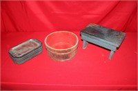 Lot 3: Stool, Bucket & Trays