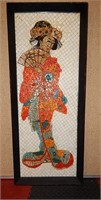 Large Mid Century Glass Mosaic Geisha Girl