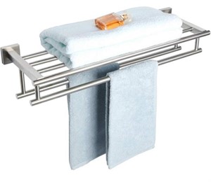 ALISE, 24 IN. TOWEL SHELF WITH DOUBLE TOWEL BARS,