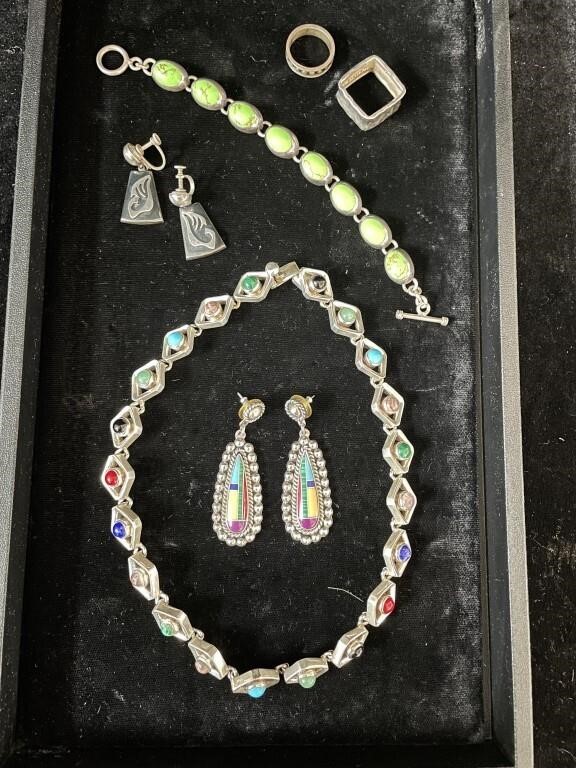 Mexican Sterling Jewelry with Colorful Stones