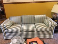 Beautiful Blue/Gray and White Striped Couch