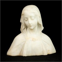 Umberto Biagini Alabaster Virgin Mary Sculptural B