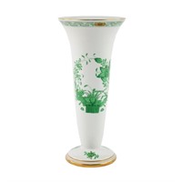 Herend Hungary Chinese Bouquet Green Porcelain Vas