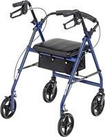 Drive Medical Foldable Rollator Walker wSeat, Blue