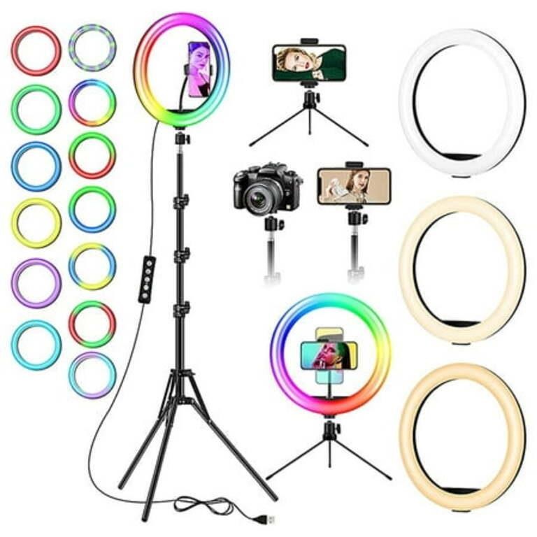13 RGB Selfie Ring Light w/ Tripod Stand & Phone H