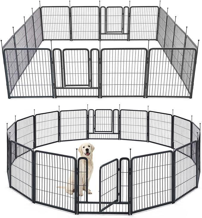 TMEE Dog Playpens 16 Panels Dog Fence