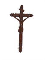 Carved Wood Crucifix with INRI Inscription