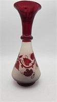 Vtg. Bohemian Ruby Red Hand Blown Art Vase #1