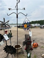 Rooster Weather Vane and Butterfly Wind Chimes