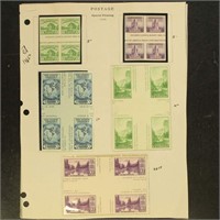 US Stamps Farley's Follies & Era Group on Page, in